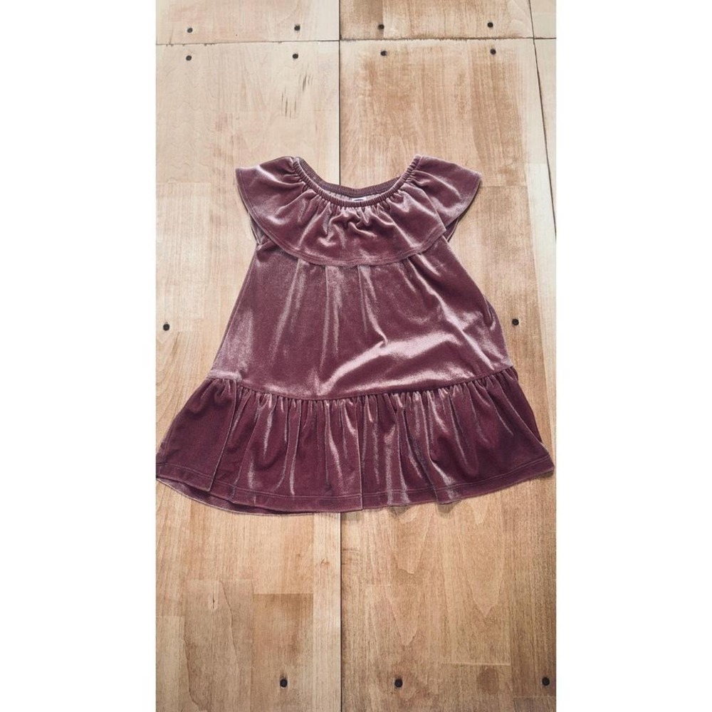 Old Navy Baby Girls Velvet Dress Rose Pink‎ Ruffle Tiered Size 18 24 Months